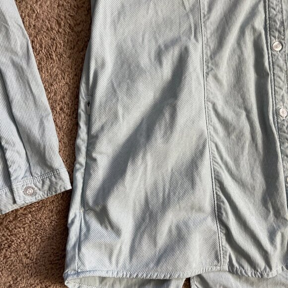 ExOfficio Insect Shield Women Large Striped Blue Outdoor Hiking LongSleeve Shirt - Picture 2 of 7